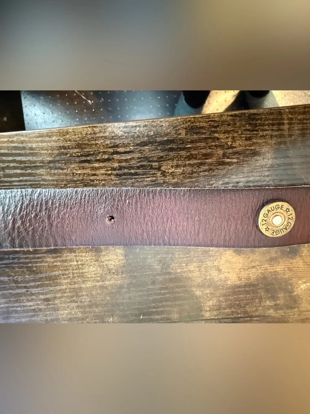 Vintage 1994 Nocona Brown Leather Belt 3D Eagle NRA Flag & Rifle Buckle 12 Gauge
